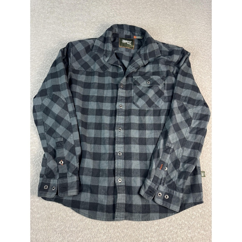 Howler Bros‎ Shirt Mens Medium Gray Plaid Flannel Long Sleeve Button Up Casual